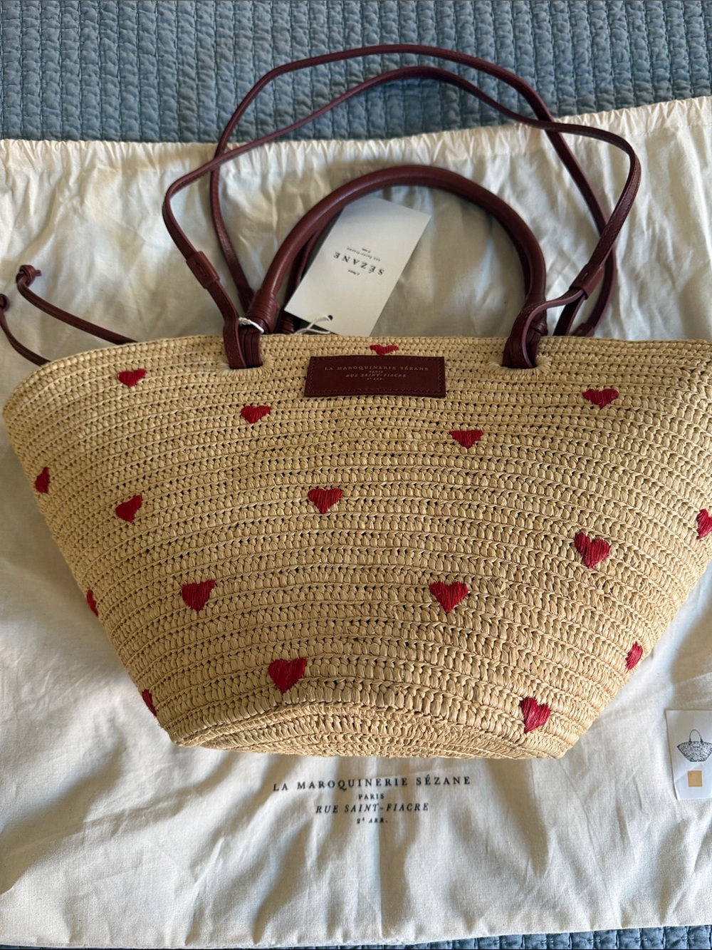 Sezane Justine Basket Bag Heart Embroidery - Picture 7 of 9